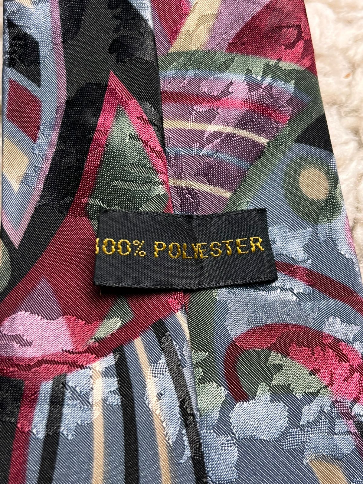 Vintage 90s Abstract Geometric Multi-Color Pattern Polyester TIE