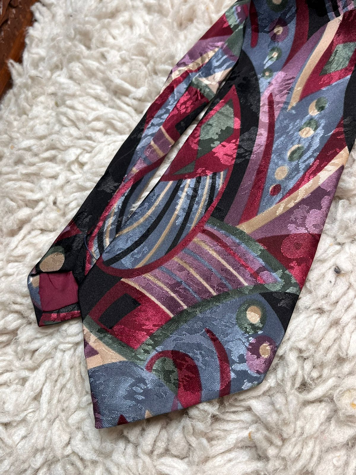 Vintage 90s Abstract Geometric Multi-Color Pattern Polyester TIE
