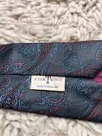 Fortune Grey Burgundy Blue Paisley Pattern TIE
