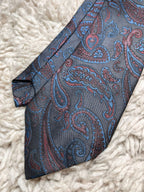 Fortune Grey Burgundy Blue Paisley Pattern TIE