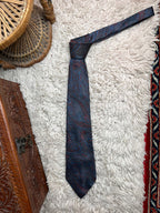 Fortune Grey Burgundy Blue Paisley Pattern TIE