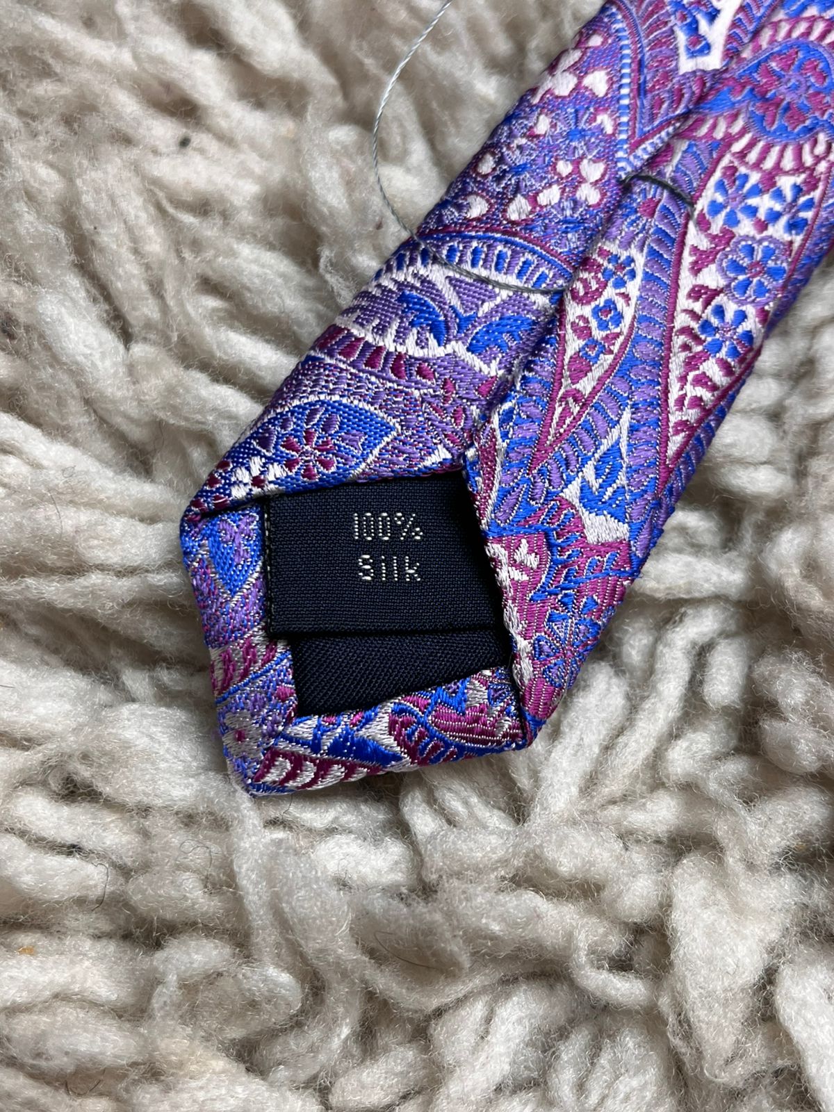 L.A. Smith Purple Blue Floral Paisley TIE
