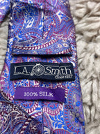 L.A. Smith Purple Blue Floral Paisley TIE
