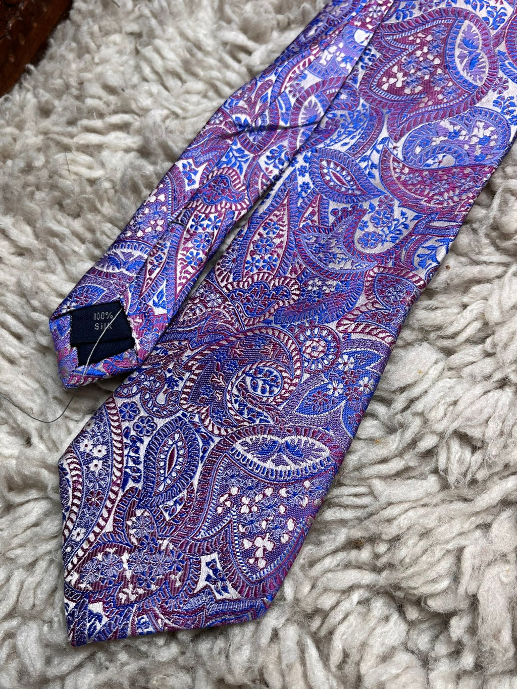 L.A. Smith Purple Blue Floral Paisley TIE