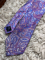 L.A. Smith Purple Blue Floral Paisley TIE