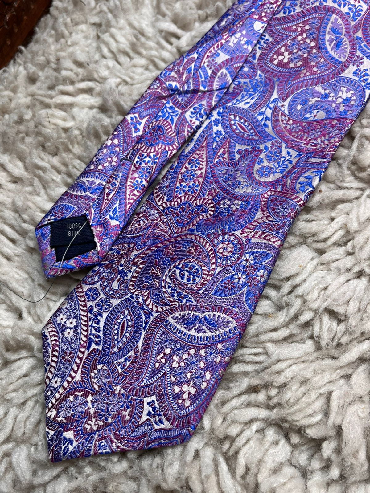 L.A. Smith Purple Blue Floral Paisley TIE