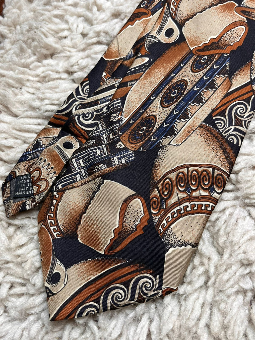 St. Bernard Grecian Pottery Pattern Brown TIE