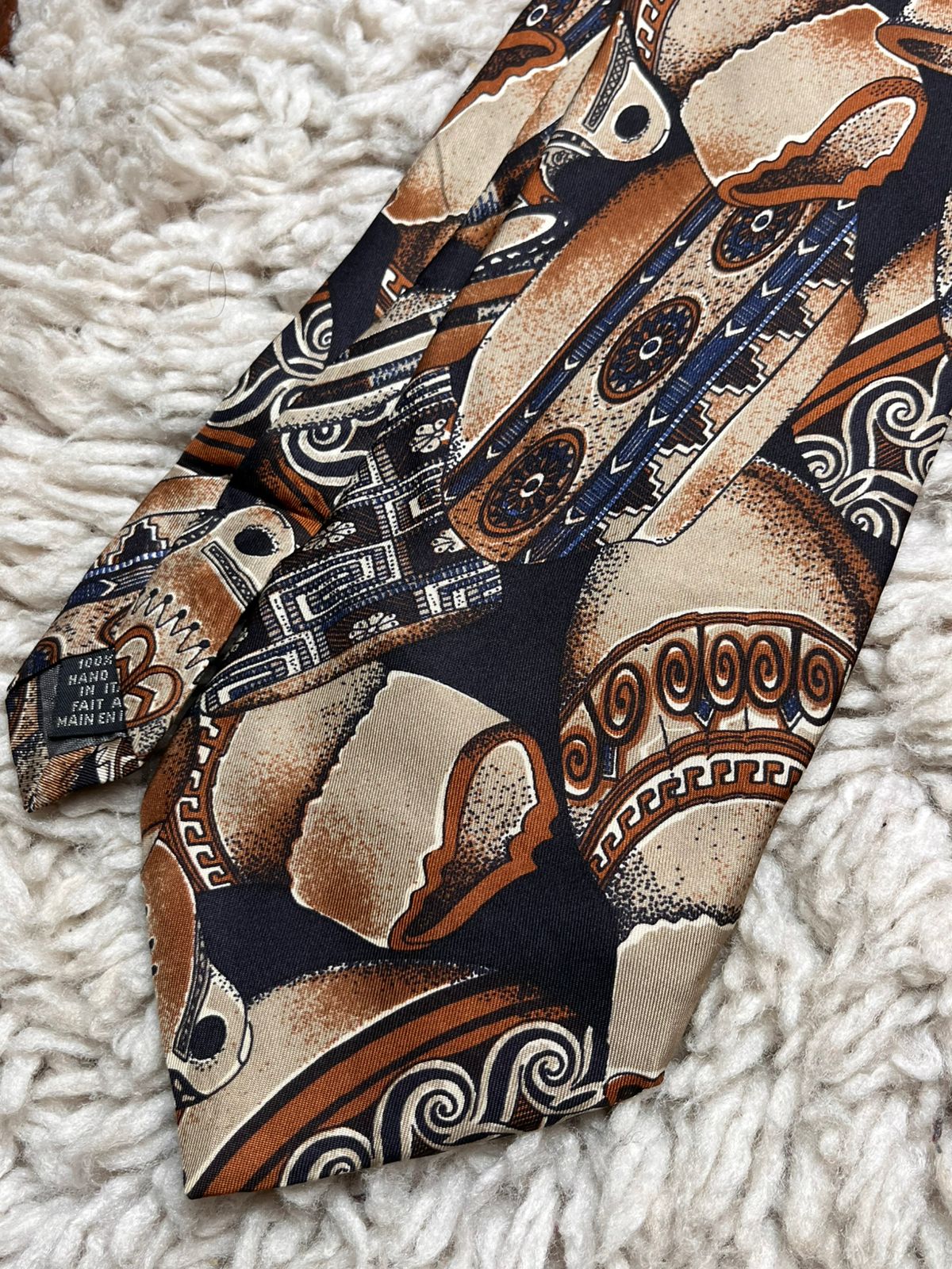St. Bernard Grecian Pottery Pattern Brown TIE