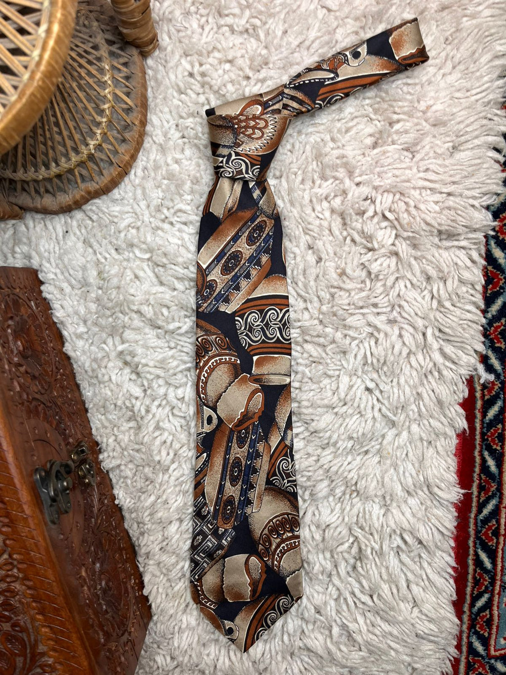 St. Bernard Grecian Pottery Pattern Brown TIE