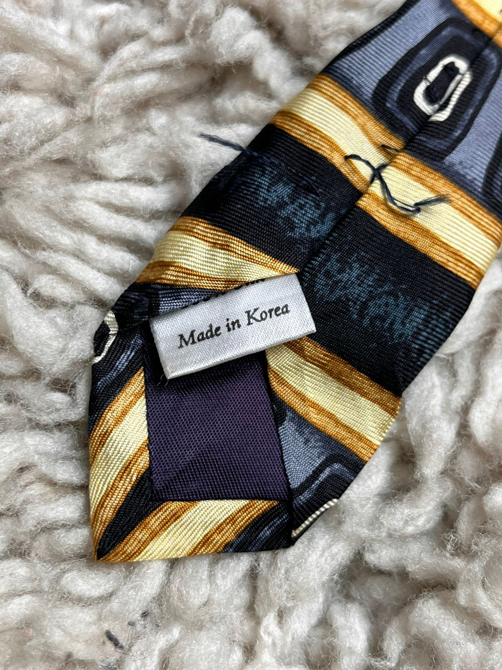 Vintage Geometric Abstract Striped Gold Black & Grey TIE