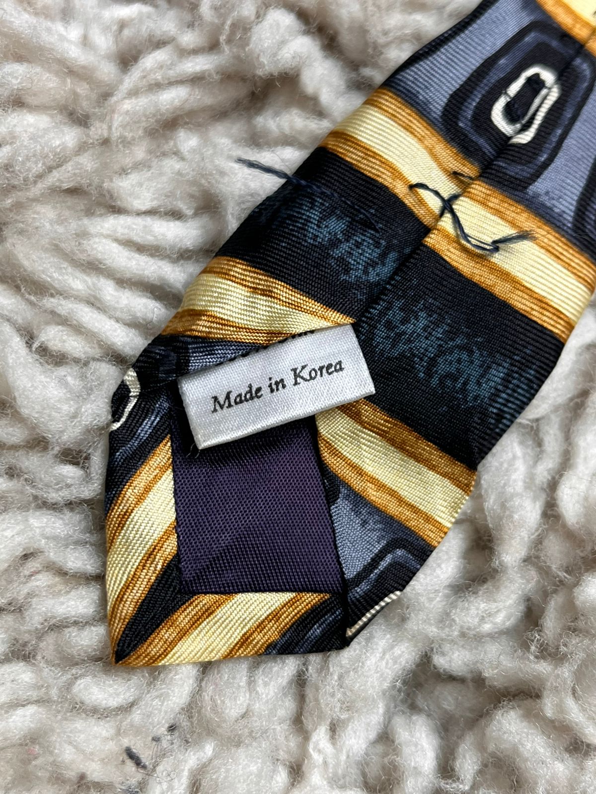 Vintage Geometric Abstract Striped Gold Black & Grey TIE