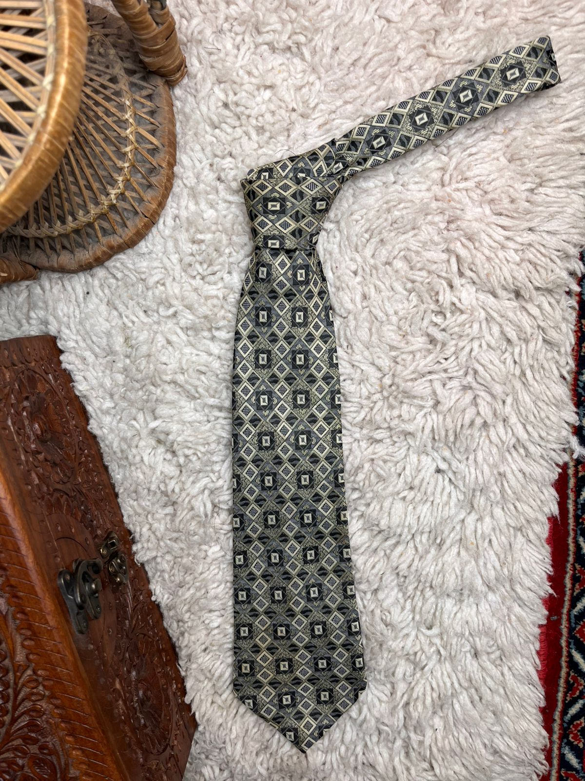 Diamond Collection by Gelfer Geometric Square Pattern TIE