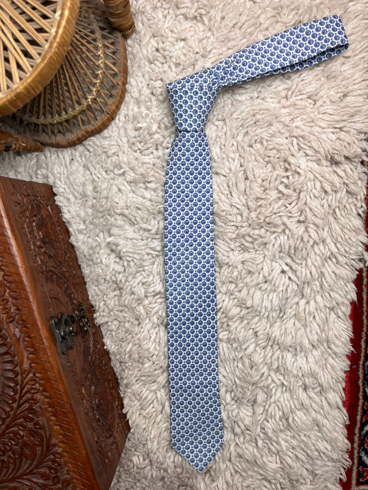 Roberto London Cotton Floral Medallion Pattern TIE