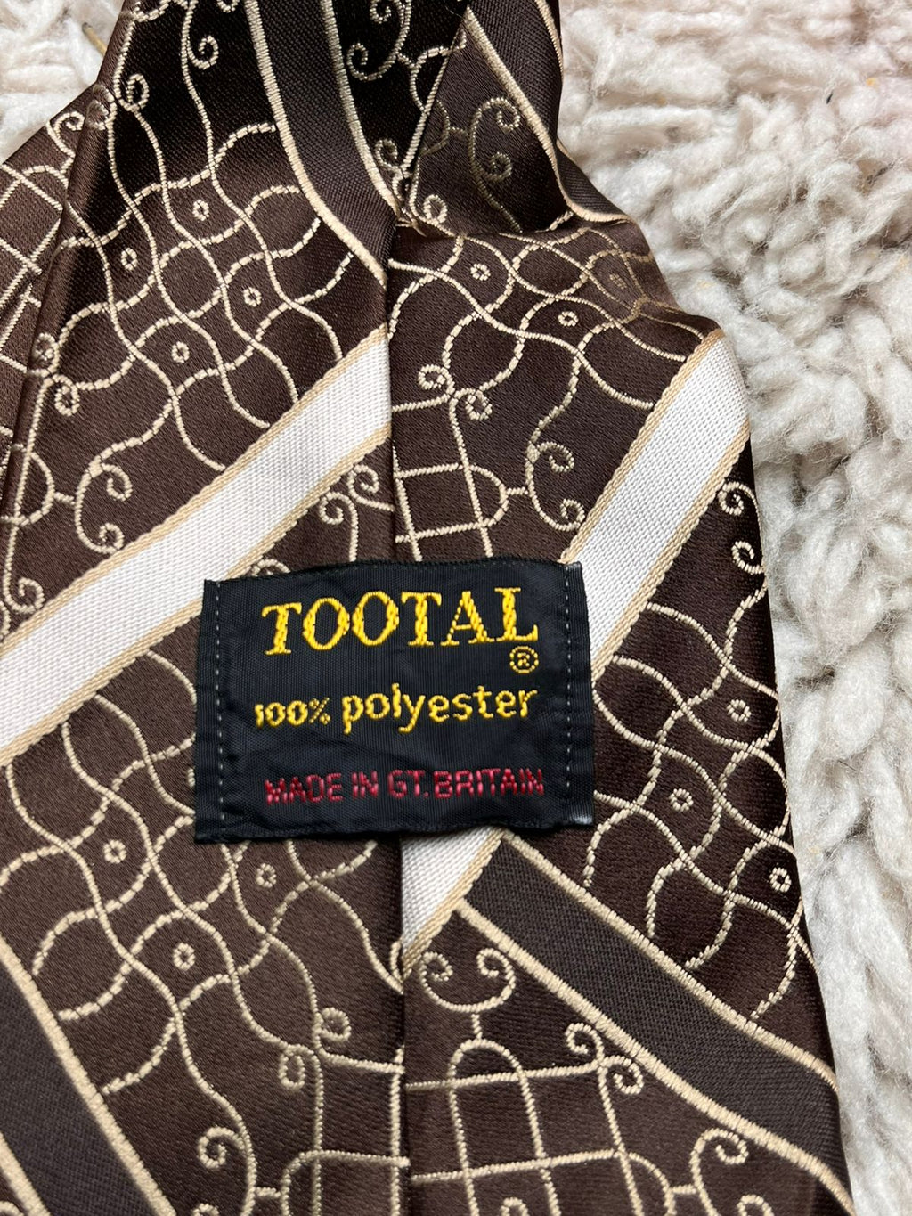 Vintage Tootal Geometric Filigree Diagonal Stripe TIE