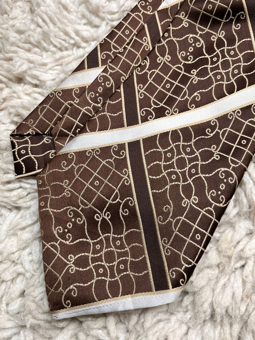 Vintage Tootal Geometric Filigree Diagonal Stripe TIE