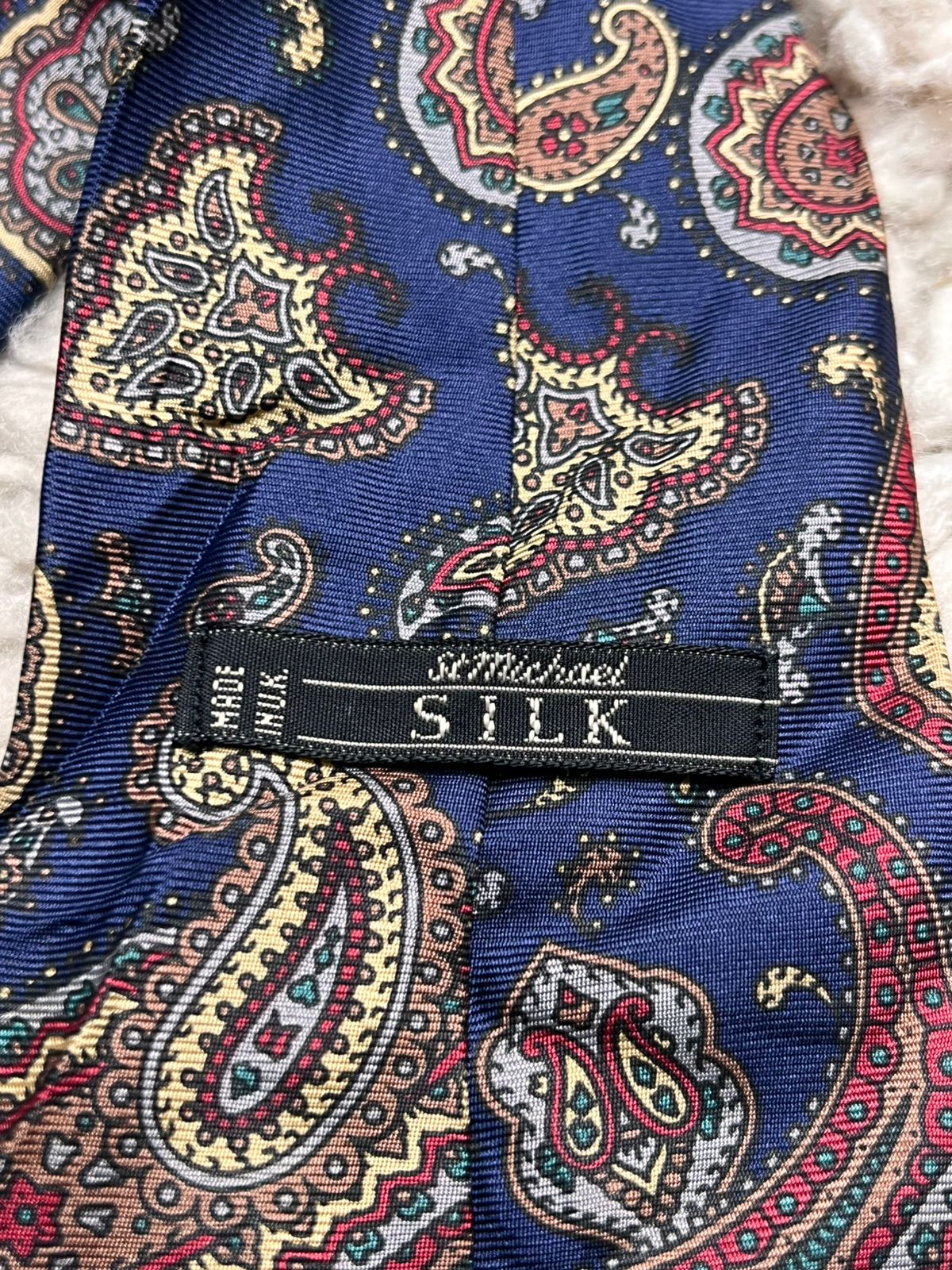 Vintage St Michael Navy Blue Red Gold Paisley TIE