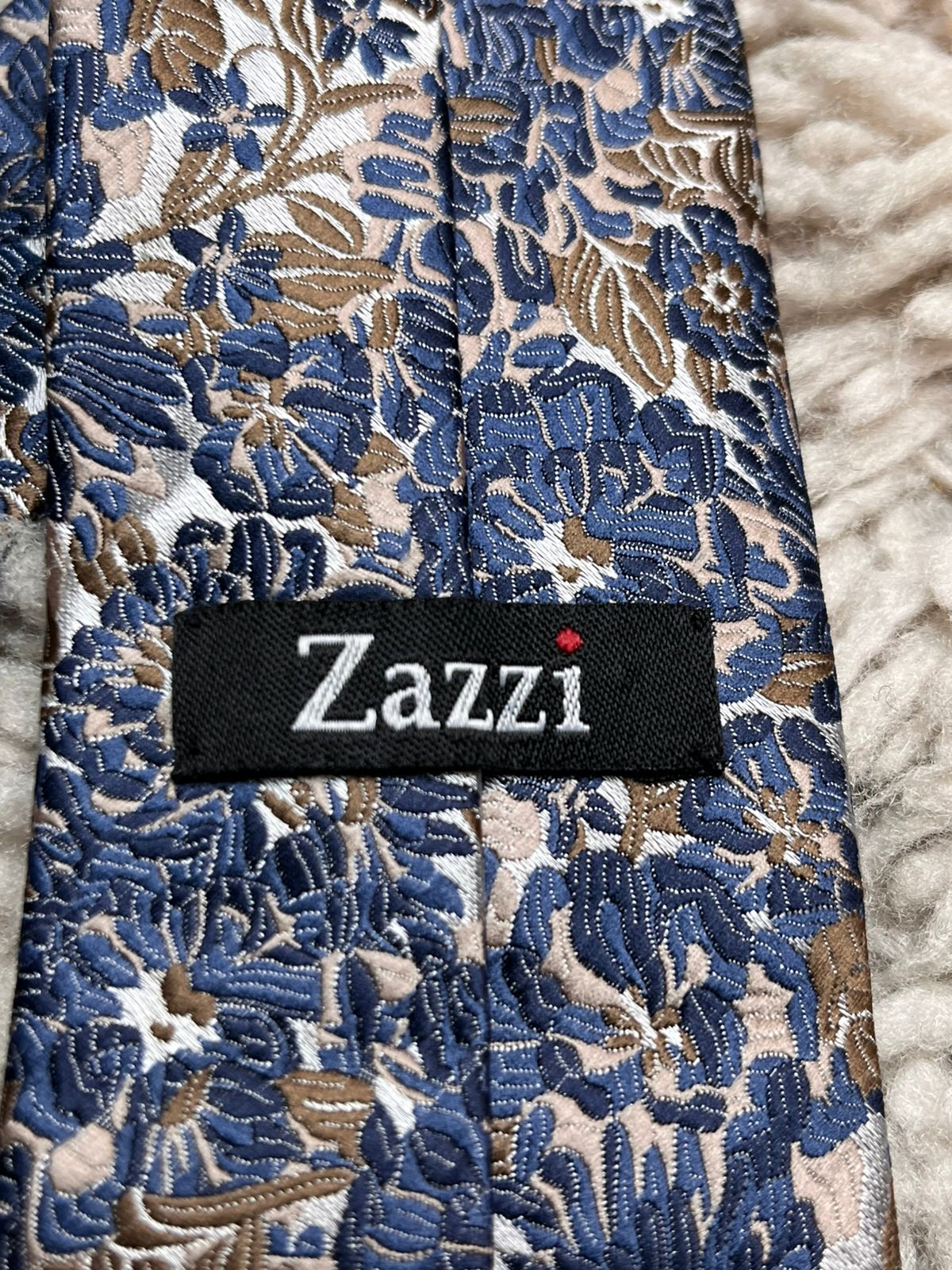 Zazzi Blue Gold Floral Daisy Pattern TIE