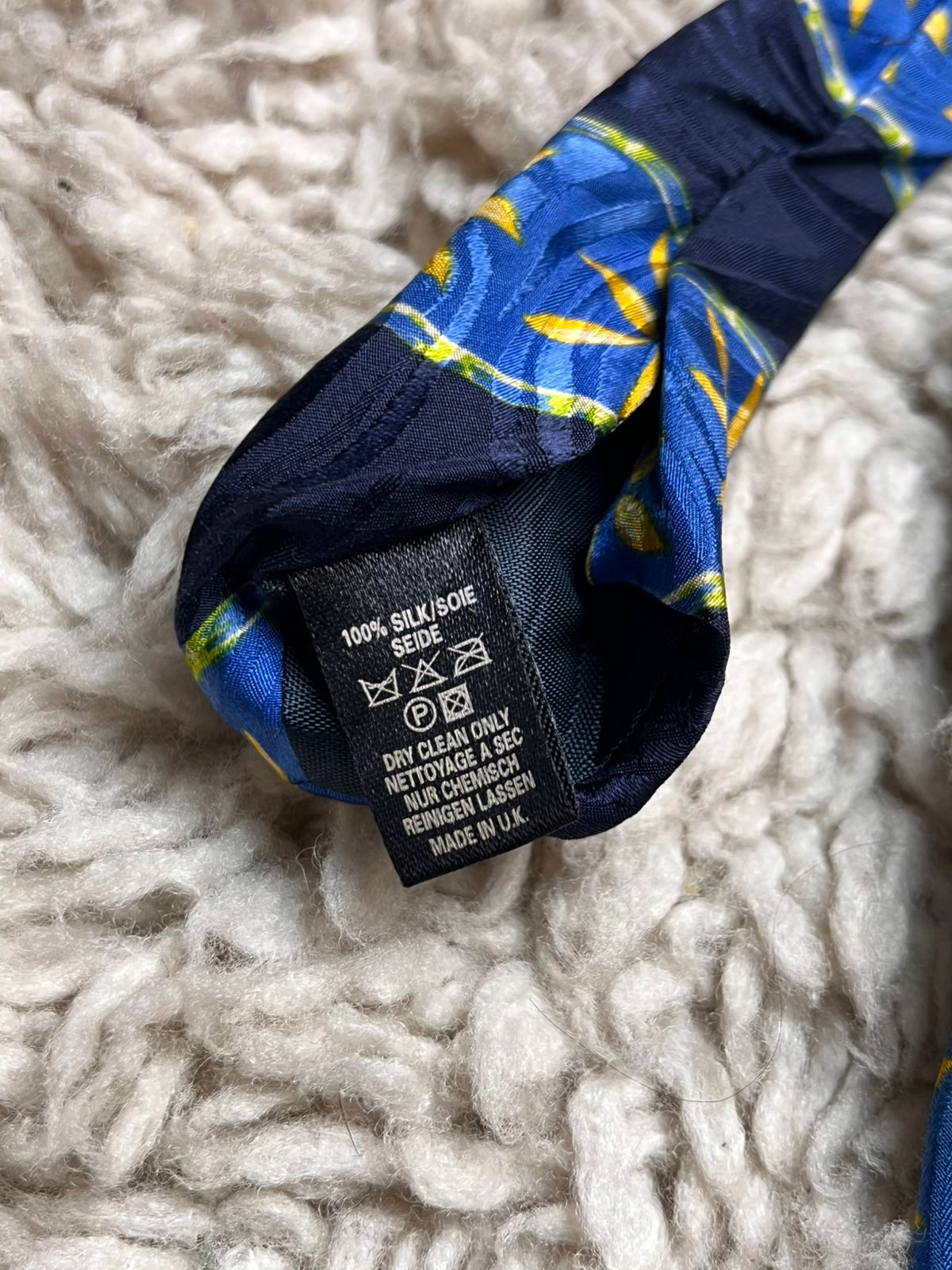 R.I. Clothing Co Navy Blue Yellow Sunburst Floral TIE