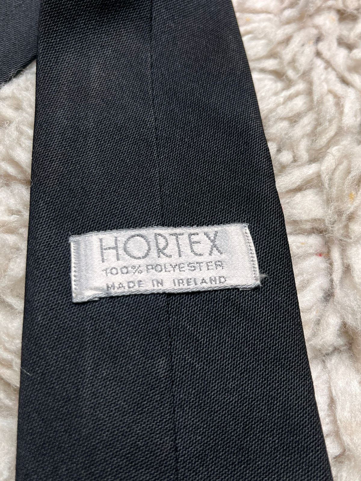 HORTEX Vintage Solid Black Slim Polyester TIE