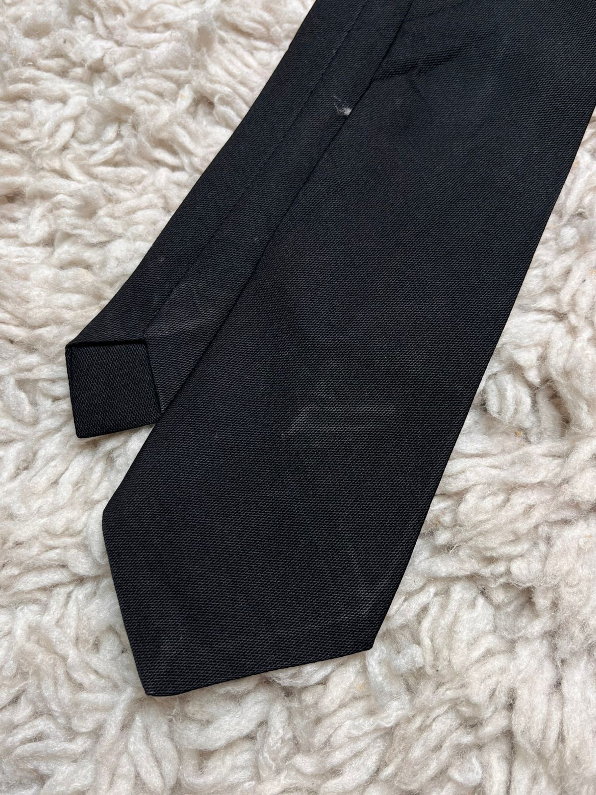 HORTEX Vintage Solid Black Slim Polyester TIE