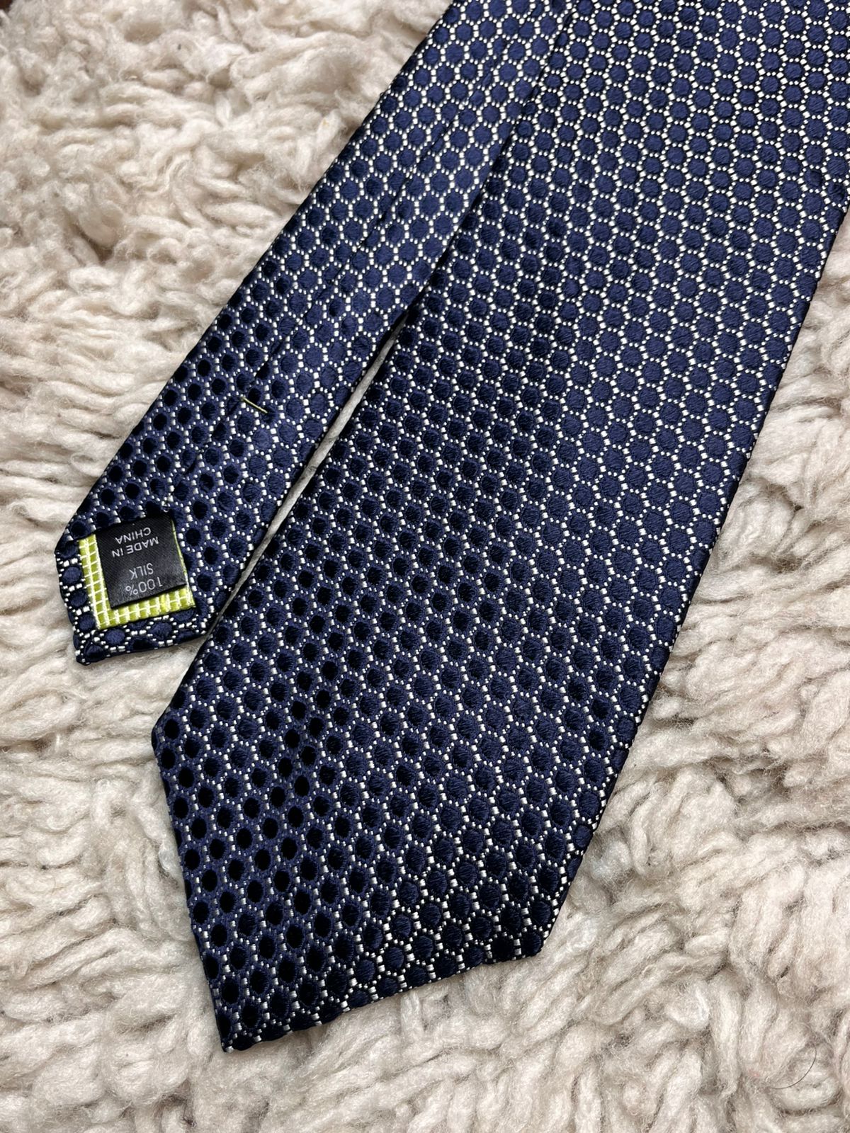 JEFF BANKS London Navy Blue Geometric Textured TIE