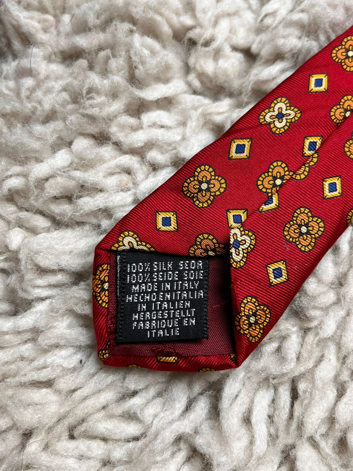 ANGELO ROSANI Red Floral Medallion Geometric TIE