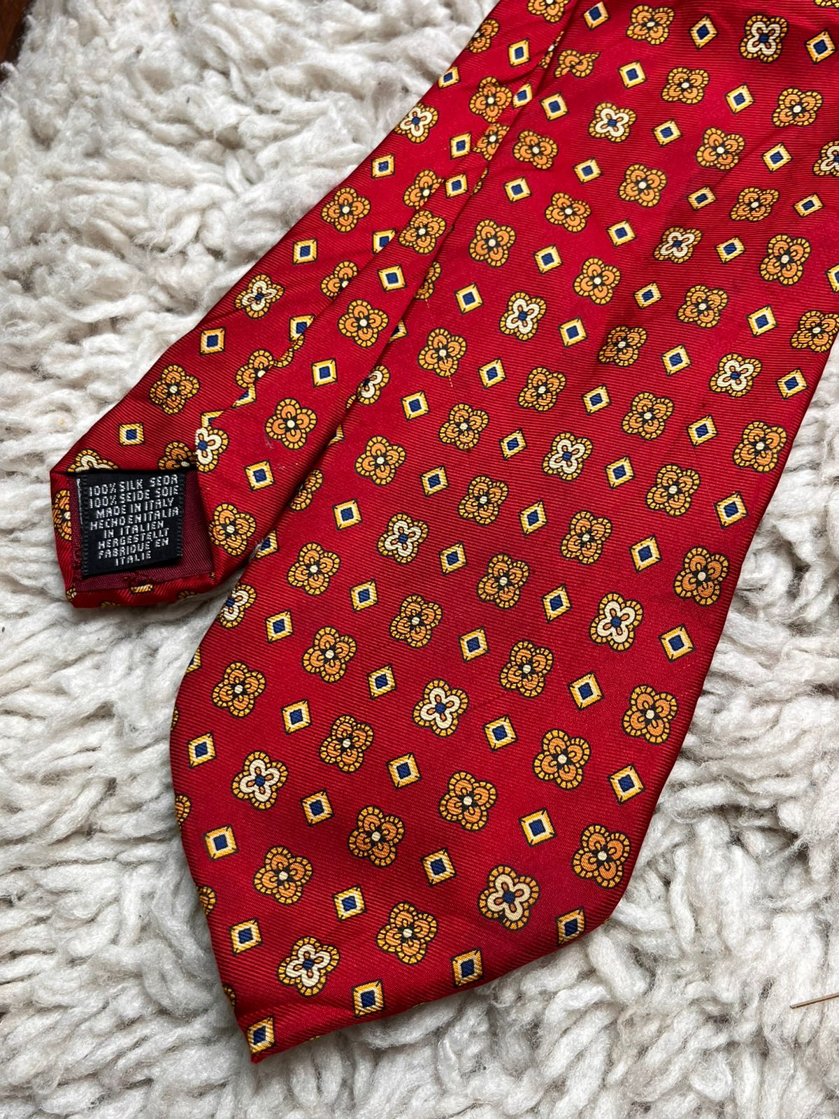 ANGELO ROSANI Red Floral Medallion Geometric TIE