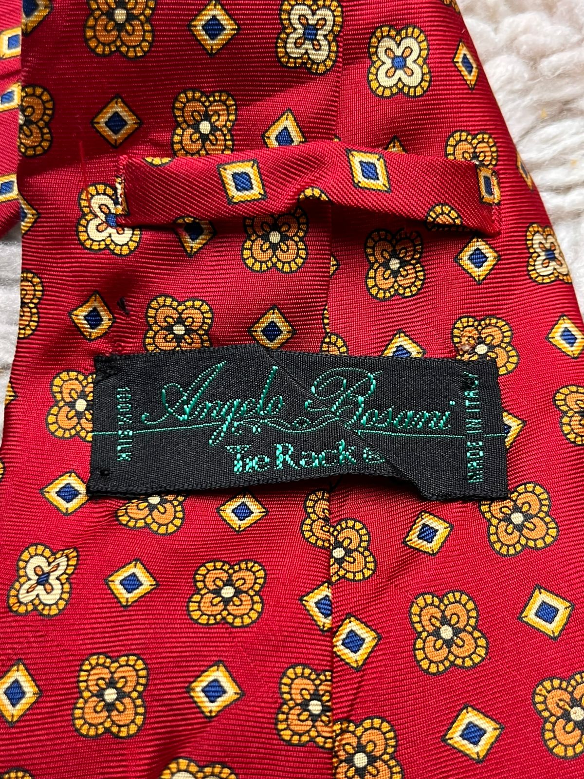 ANGELO ROSANI Red Floral Medallion Geometric TIE