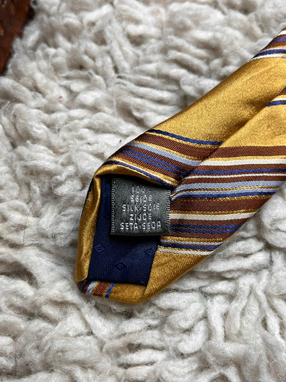 J. PLOENES Gold Mustard Brown Striped TIE