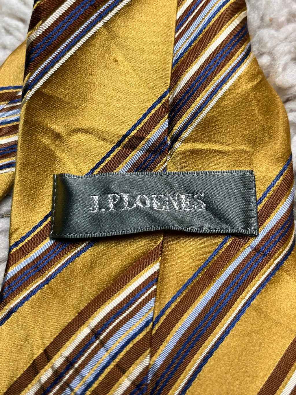 J. PLOENES Gold Mustard Brown Striped TIE