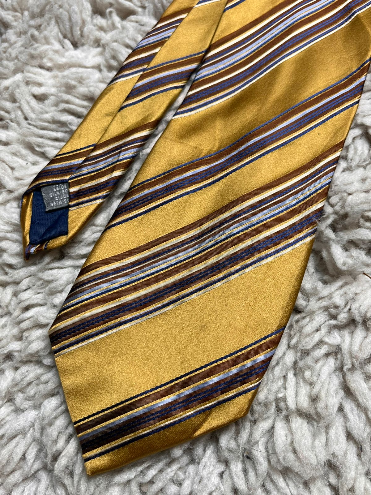 J. PLOENES Gold Mustard Brown Striped TIE