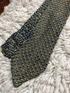 GIORGIO REDAELLI Italy Gold Navy Blue Textured Woven Knit TIE