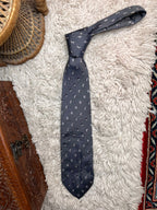 Eterna Excellent Dark Gray Silk Embroidered Floral Star Pattern Tie