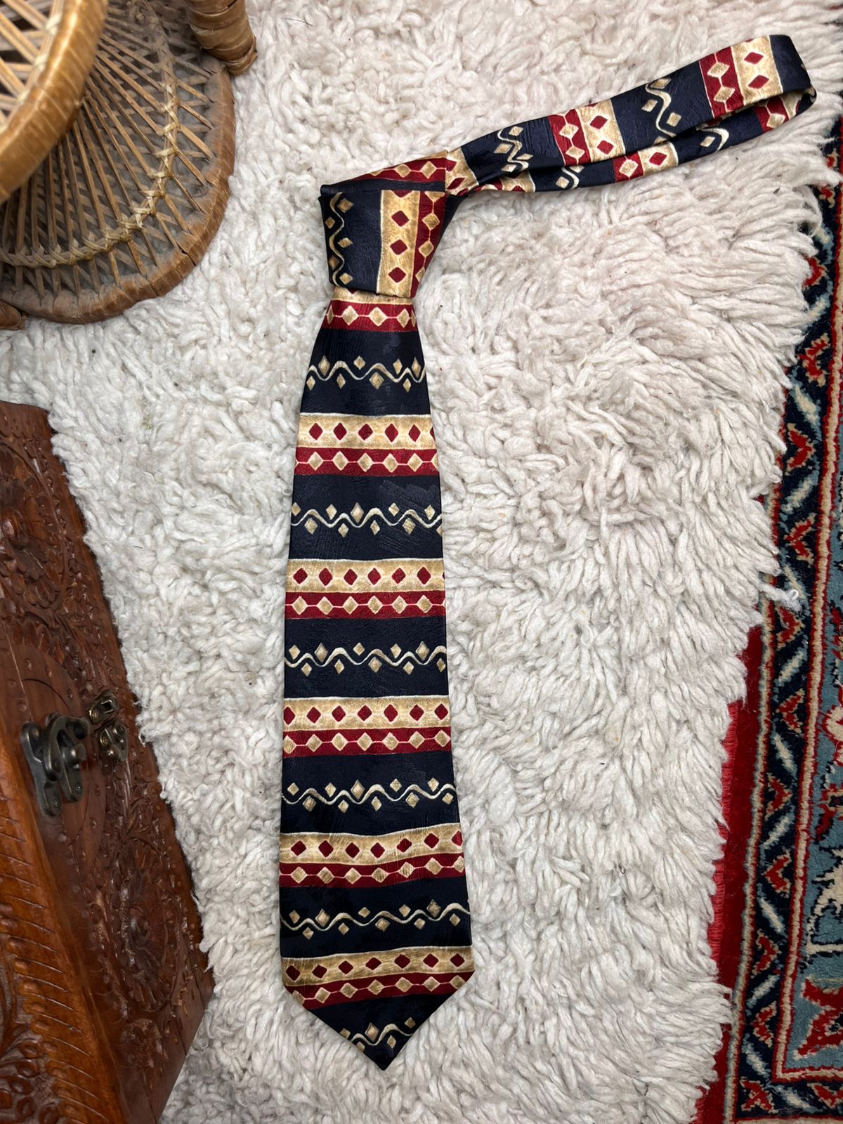 Burton Menswear Aztec Geometric Striped Polyester Tie