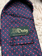 Derby Navy Blue Red Polka Dot Textured Weave TIE