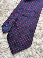 Derby Navy Blue Red Polka Dot Textured Weave TIE