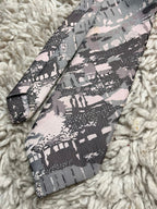 Vintage Abstract Textured Geometric Pattern Grey Pink & Charcoal TIE
