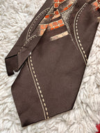 Vintage London Club Range Linton Yarn Brown Abstract Geometric TIE