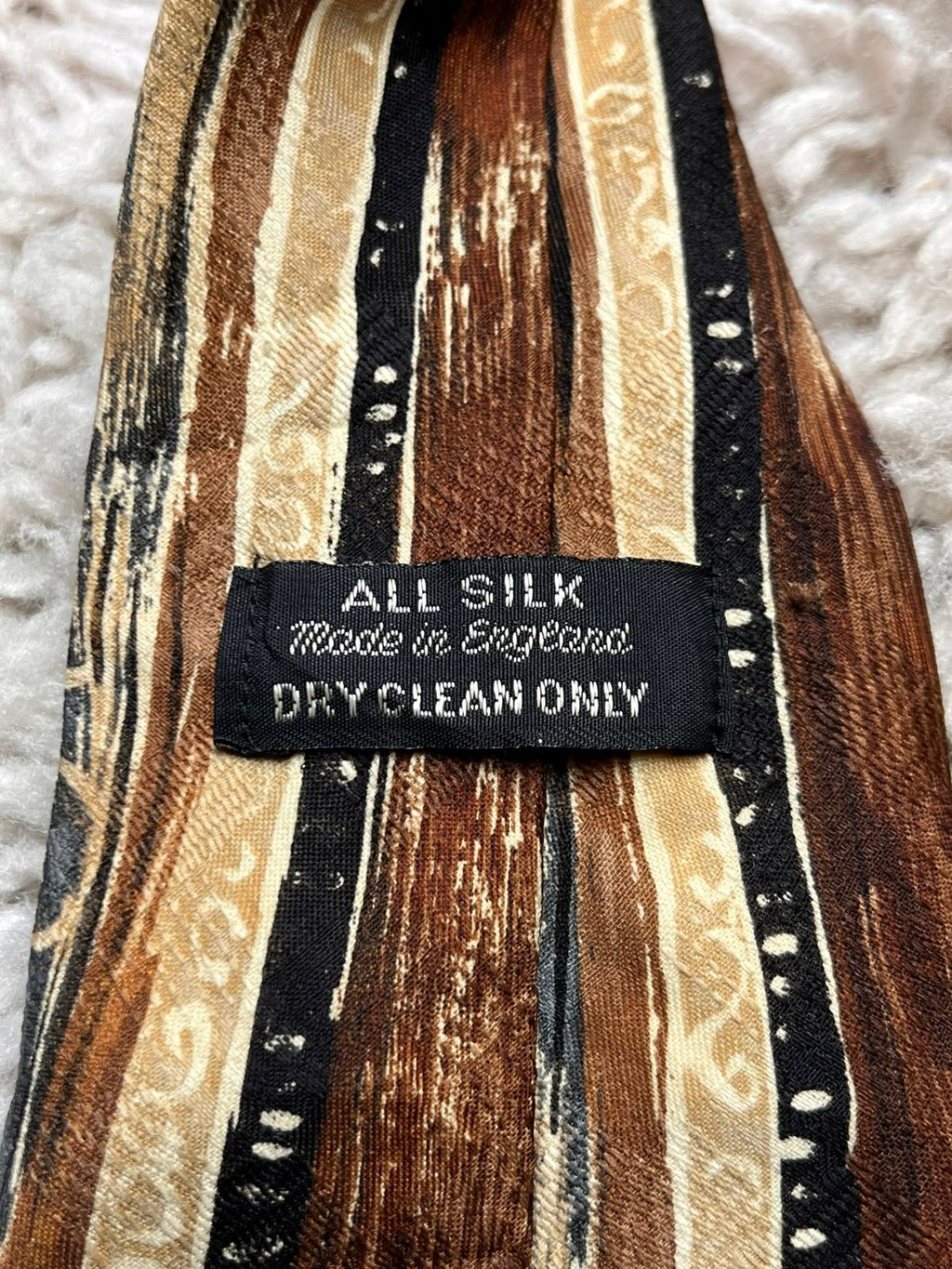 Vintage All Silk Abstract Geometric Earth Tone TIE