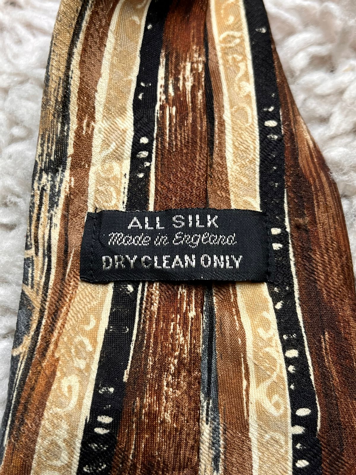 Vintage All Silk Abstract Geometric Earth Tone TIE