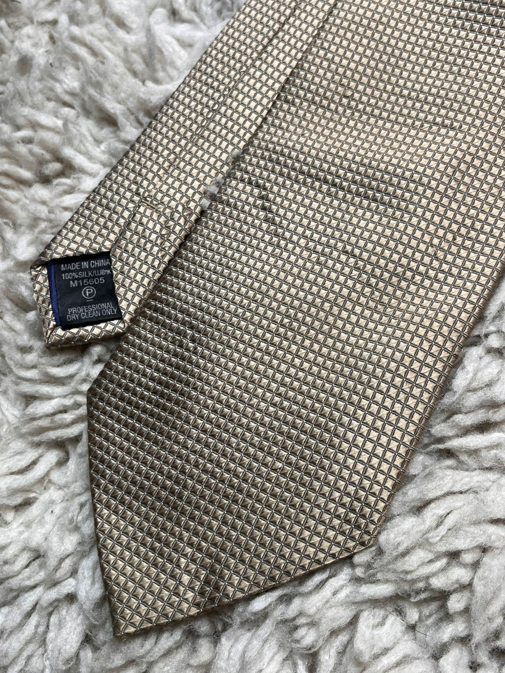 Next Champagne Gold Textured Micro Grid TIE
