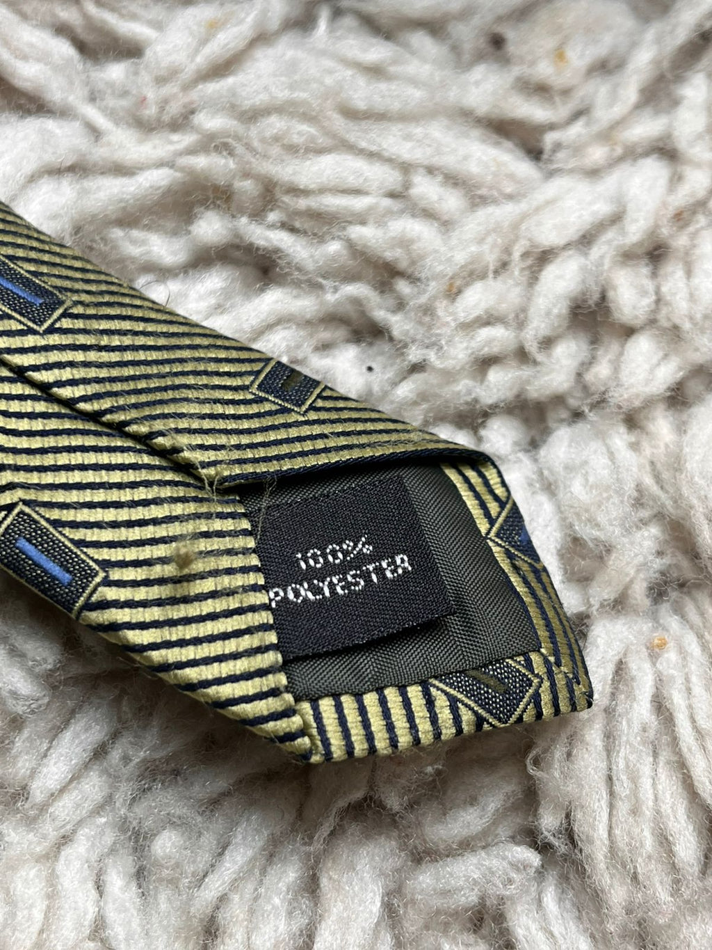 Fletcher's Gallery Olive Green Gold Geometric Rectangles Vintage Style TIE