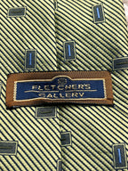 Fletcher's Gallery Olive Green Gold Geometric Rectangles Vintage Style TIE