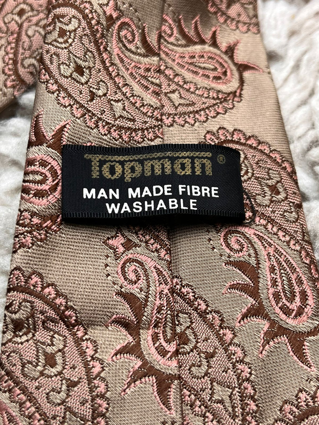 Topman Tan Brown & Pink Large Paisley Pattern TIE