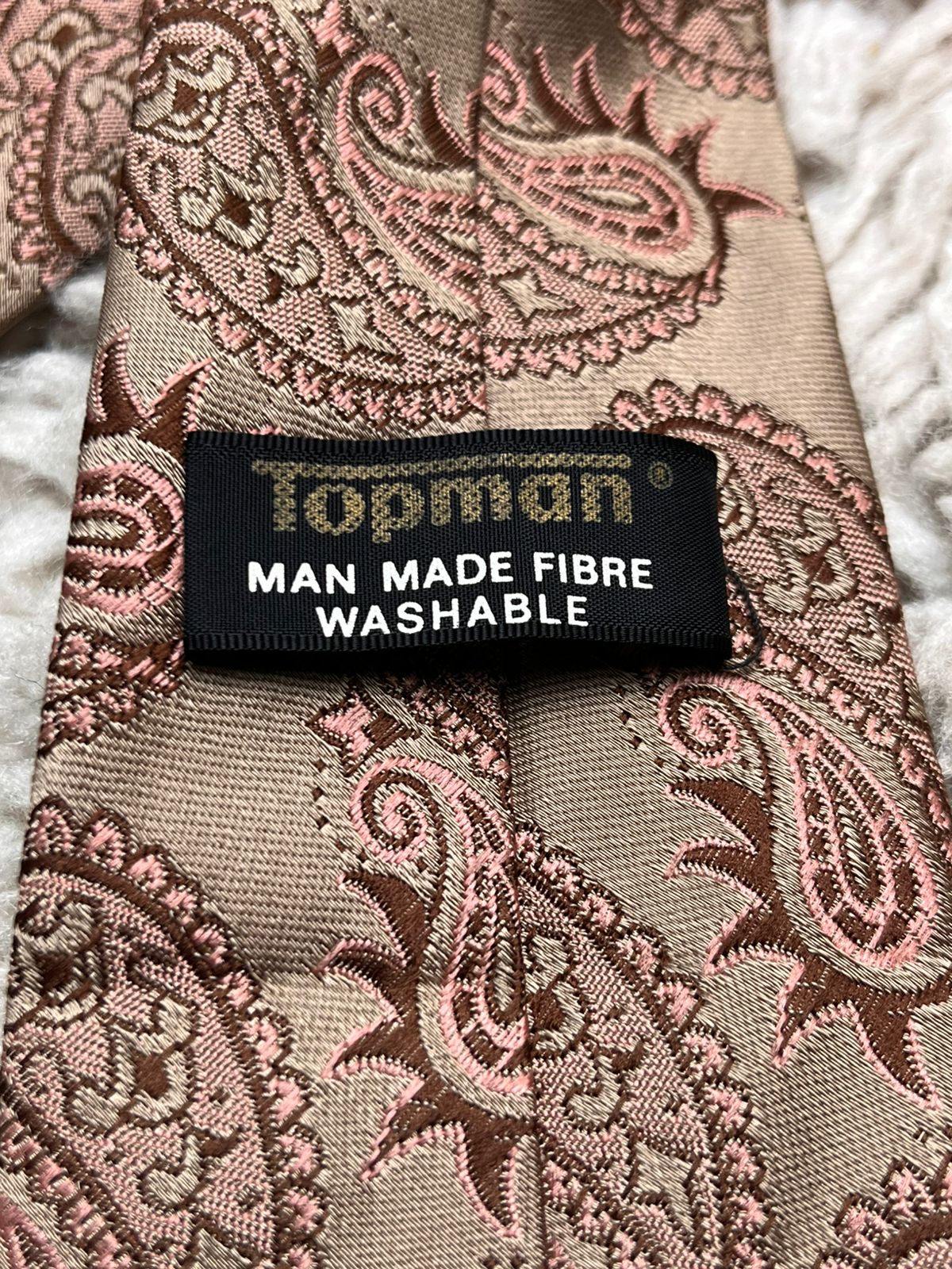 Topman Tan Brown & Pink Large Paisley Pattern TIE