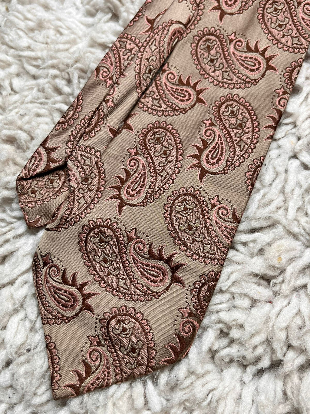Topman Tan Brown & Pink Large Paisley Pattern TIE