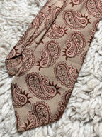 Topman Tan Brown & Pink Large Paisley Pattern TIE