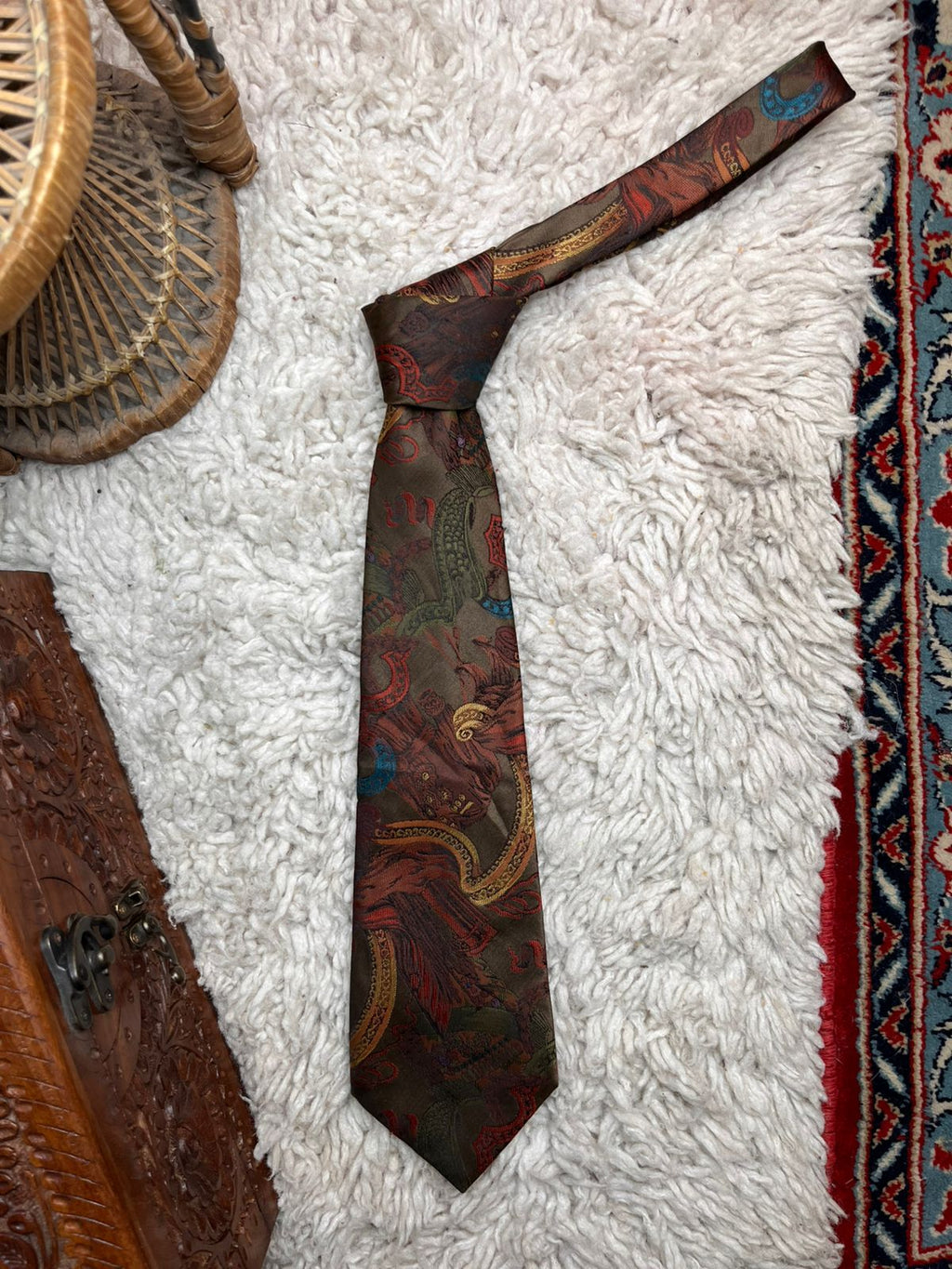 FOLKESPEARE Britain Abstract Equestrian Heraldic Pattern TIE