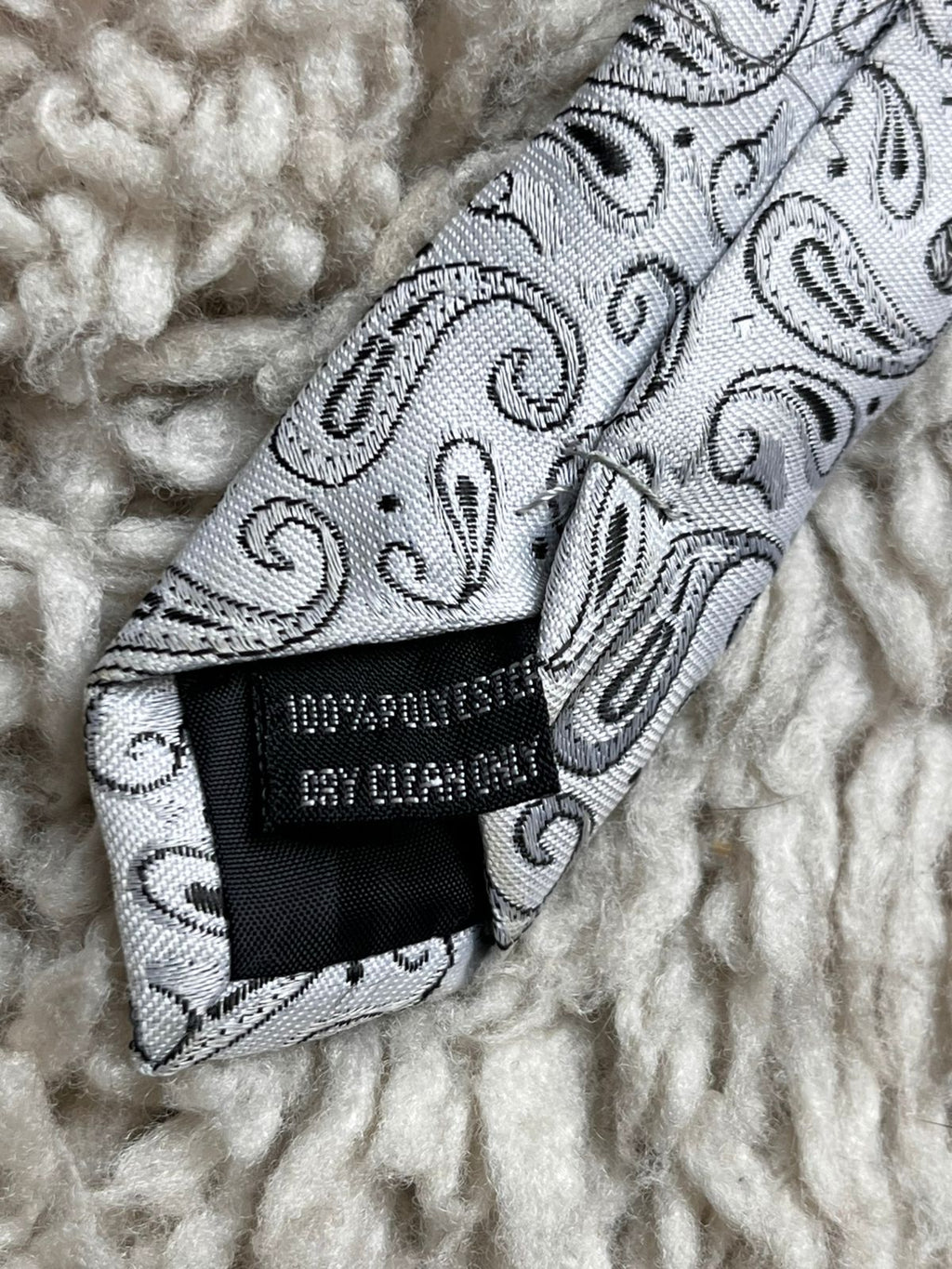KENSINGTON Silver Grey Black Paisley Classic Pattern TIE