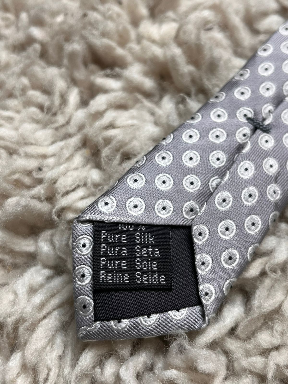 Bogart Silver Grey Geometric Medallion Classic TIE